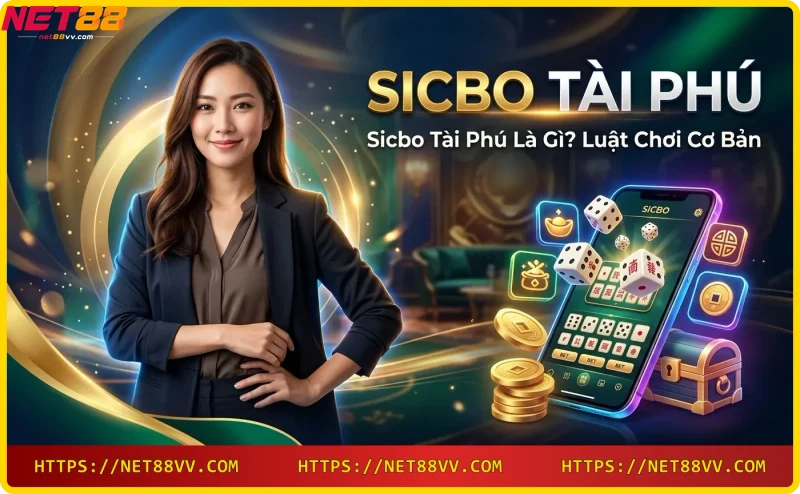 Ba viên xúc xắc Sicbo trong lồng lắc, ánh sáng neon