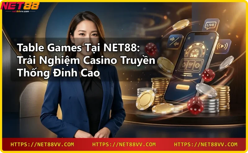 Các trò chơi table games phổ biến: baccarat, blackjack, rồng hổ tại NET88