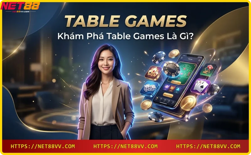 Các trò chơi table games phổ biến: baccarat, blackjack, rồng hổ tại NET88