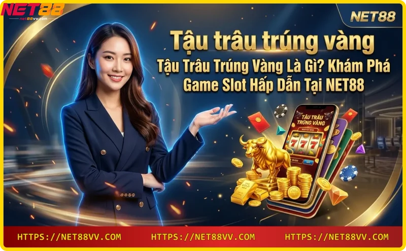 Game slot Tậu trâu trúng vàng với hình ảnh trâu vàng và biểu tượng may mắn