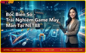 Giao diện bốc biển số NET88 - Người chơi chọn số ngẫu nhiên trên màn hình neon