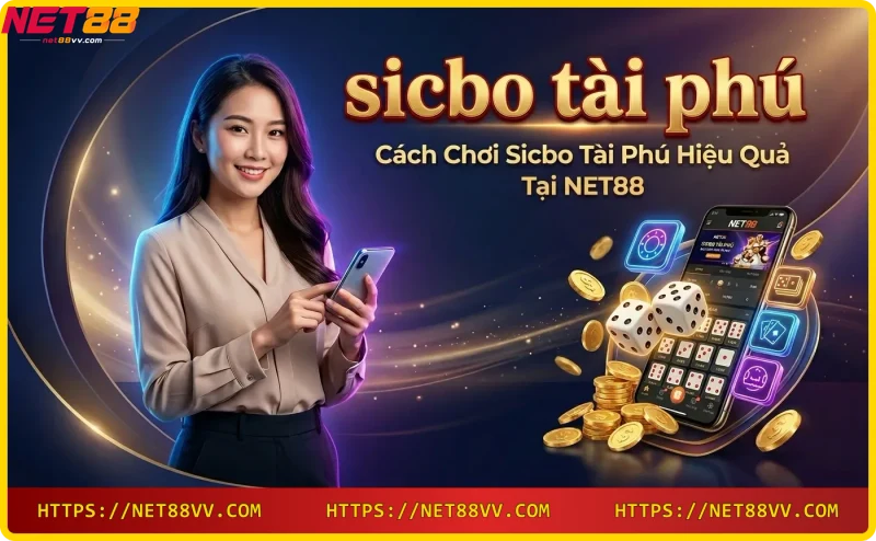 Giao diện NET88 Sicbo Tài Phú trên điện thoại và sòng bài sang trọng