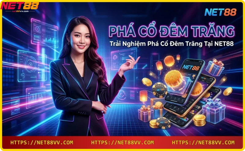 Giao diện slot Phá Cổ Đêm Trăng với biểu tượng đèn lồng và bánh trung thu