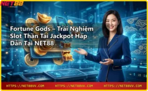 Hình ảnh tổng quan slot Fortune Gods với các biểu tượng may mắn và jackpot lũy tiến