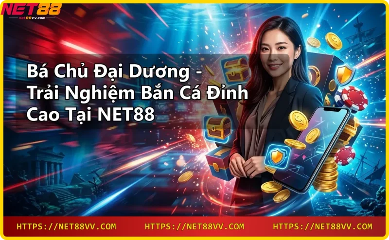 Người chơi cầm súng bắn cá trong đại dương tại NET88