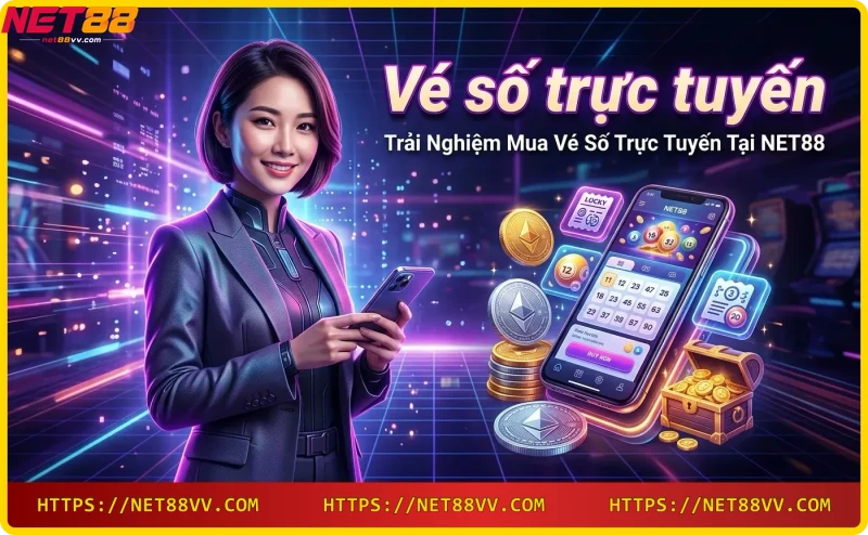 Người dùng mua vé số trực tuyến trên điện thoại tại NET88