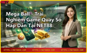 Sân khấu game quay số Mega Ball live với quả cầu phát sáng và bóng đánh số